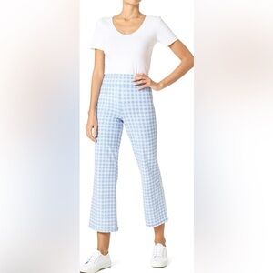 Hue Blue Gingham and White Cropped Flare Leggings NWT